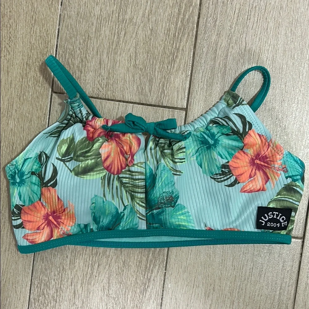 Justice Girl’s Tropical Floral Kids Swim Bikini - Top & Skirt